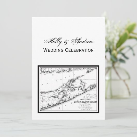 Long Island The Hamptons Map VC Wedding Black Kaart (Staand voorkant)