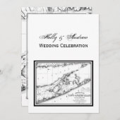 Long Island The Hamptons Map VC Wedding Black Kaart (Voorkant / Achterkant)