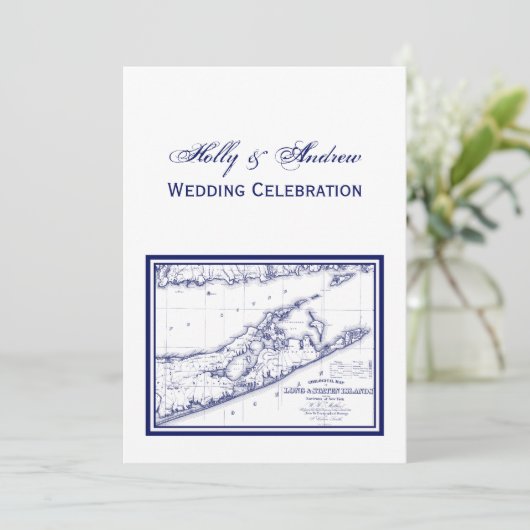 Long Island The Hamptons Map VC Wedding Kaart (Staand voorkant)