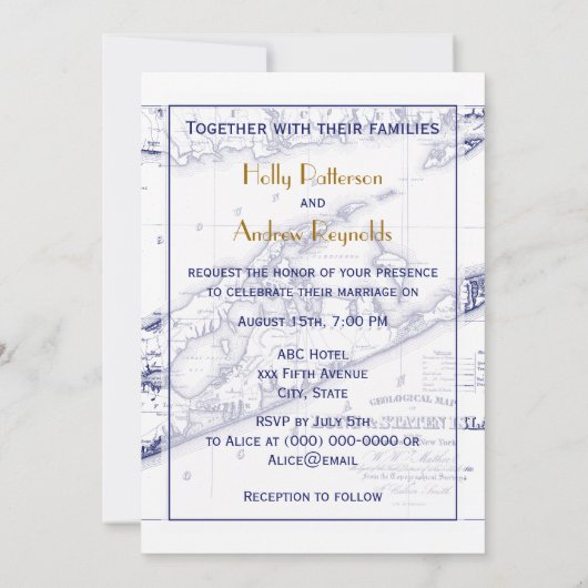 Long Island The Hamptons Map VC Wedding Kaart (Achterkant)