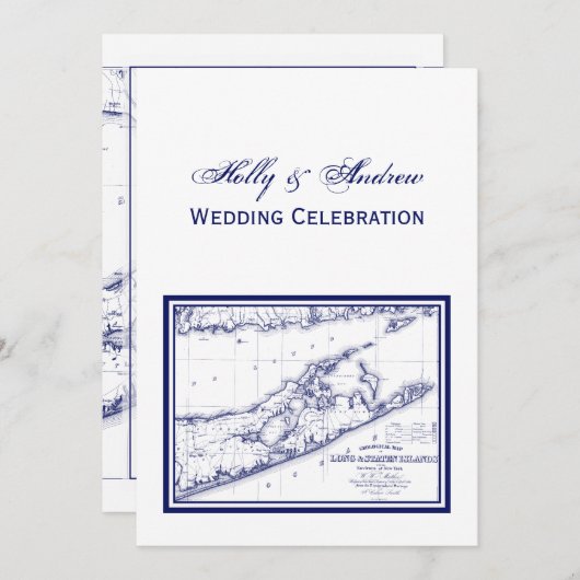 Long Island The Hamptons Map VC Wedding Kaart (Voorkant / Achterkant)