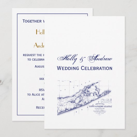 Long Island The Hamptons Map VC Wedding Kaart (Voorkant / Achterkant)