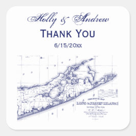 Long Island The Hamptons Map Vierkante Sticker