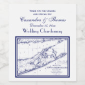 Long Island The Hamptons Map Wijn Etiket (Enkel label)