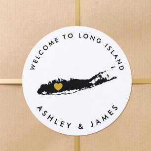 Long Island Trouw Welkom Sticker Label Goud Zwart