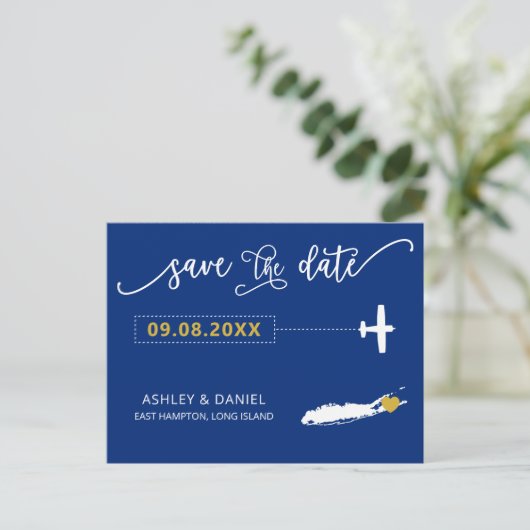 Long Island Wedding Save the Date Map Briefkaart (Staand voorkant)