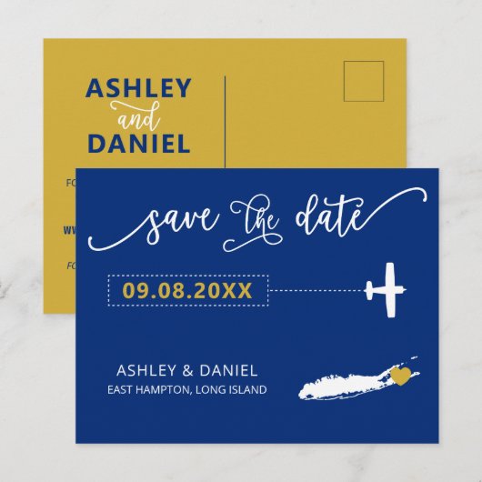 Long Island Wedding Save the Date Map Briefkaart (Voorkant / Achterkant)
