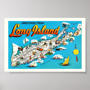 Long Island wenskaart 6x4 Afdrukken Poster