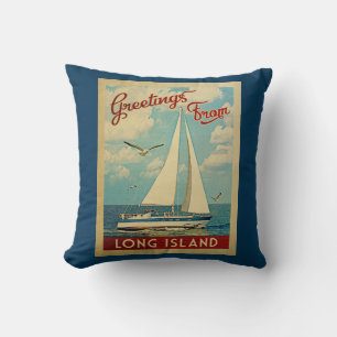 Long Island Zeilboot Vintage Reis New York Kussen