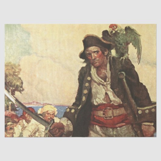“Long John Silver” Piratenkunst van Louis Rhead Tissuepapier (Voorkant)