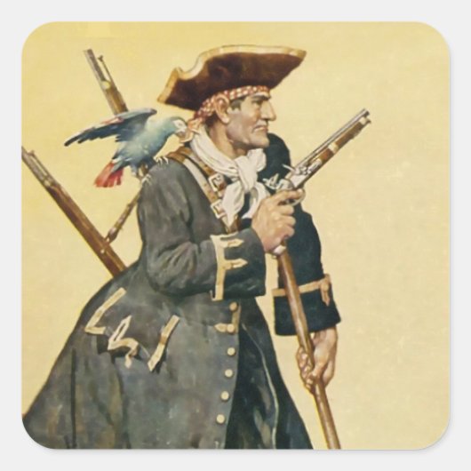“Long John Silver” uit “Schateiland” Vierkante Sticker (Voorkant)