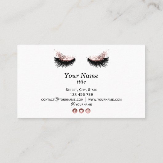 Long Lash Extension Make-up Artist Blush Pink Visitekaartje (Achterkant)