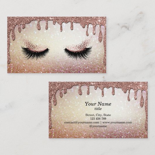 Long Lash Extension Make-up Artist Dripping Gold Visitekaartje (Voorkant / Achterkant)