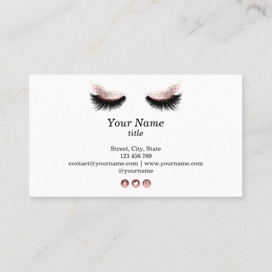 Long Lash Extension Make-up Artist Zwart-wit Visitekaartje (Achterkant)