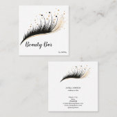 Long Lash Extension Make-up Feather Beauty Salon Vierkante Visitekaartje (Voorkant / Achterkant)
