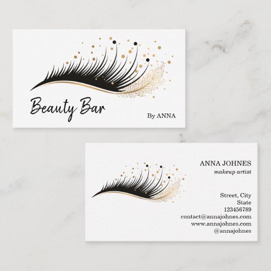 Long Lash Extension Make-up Feather Beauty Salon Visitekaartje (Voorkant / Achterkant)