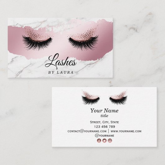 Long Lash Extension Makeup Artist Roos Gold Visitekaartje (Voorkant / Achterkant)