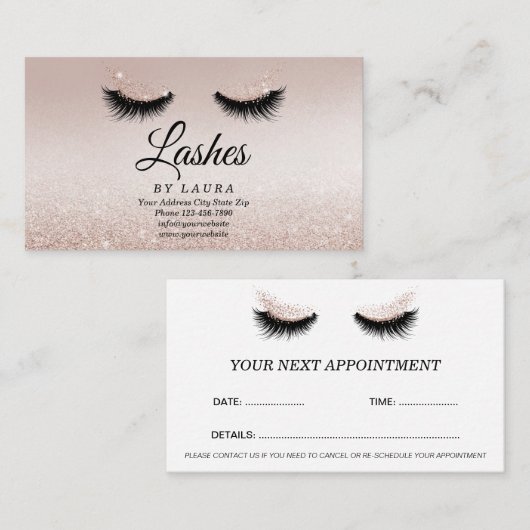 Long Lash Extension Makeust Artist Business Card V Visitekaartje (Voorkant / Achterkant)