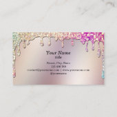 Long Lash Make-up Artist Dripping Gold Holographic Visitekaartje (Achterkant)