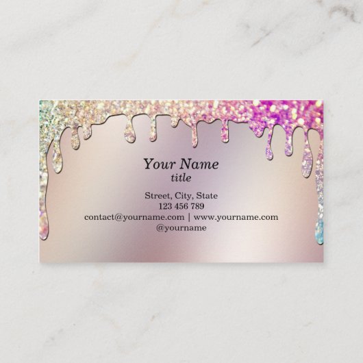 Long Lash Make-up Artist Dripping Gold Holographic Visitekaartje (Achterkant)