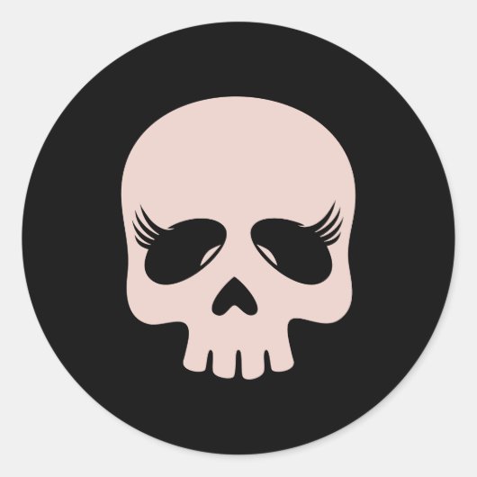 Long Lashes Beauty Girl Skull Gothic Ronde Sticker (Voorkant)