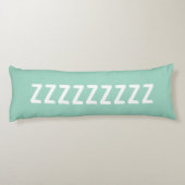 Long light teal body pillow with custom text lichaamskussen (Achterkant)