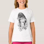 Long Lines, Quiet Strength – Long-Haired Dachshund T-shirt (Voorkant)