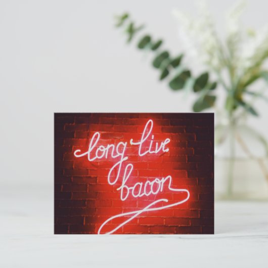 Long Live Bacon Neon Sign Briefkaart (Staand voorkant)
