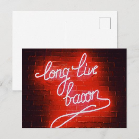 Long Live Bacon Neon Sign Briefkaart (Voorkant / Achterkant)