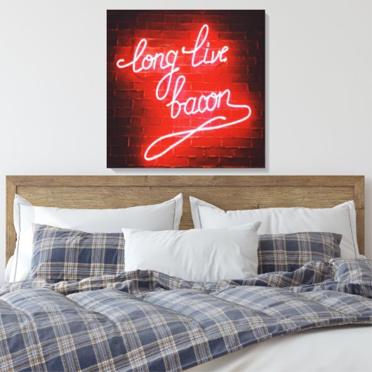 Long Live Bacon Neon Sign Canvas Afdruk (Insitu (Slaapkamer))