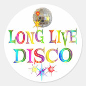 Long Live Disco Ronde Sticker (Voorkant)