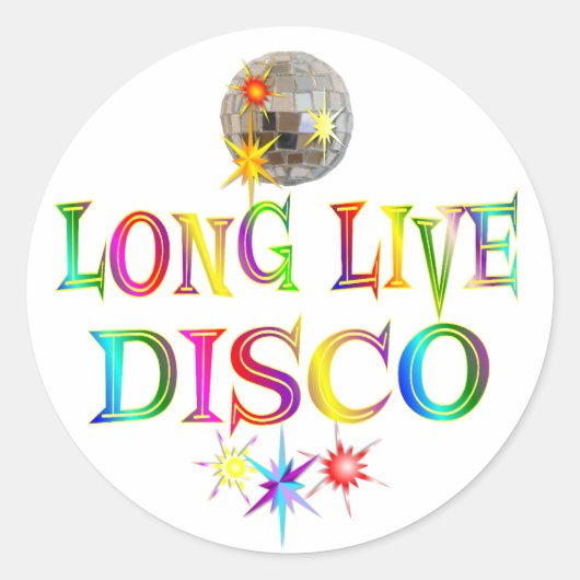Long Live Disco Ronde Sticker (Voorkant)