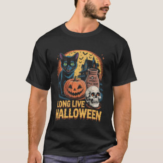 Long Live Halloween Funny Pumpkin Halloween Black T-shirt