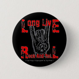 Long Live Rock en Roll (zwart) Ronde Button 5,7 Cm