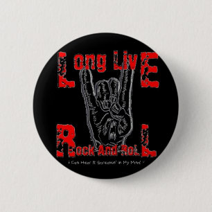 Long Live Rock en Roll (zwart) Ronde Button 5,7 Cm