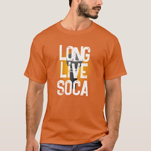 LONG LIVE SOCA in Grunge White Text T-shirt (Voorkant)