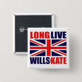 Long Live Wills & Kate Vierkante Button 5,1 Cm (Voorkant /achterkant)