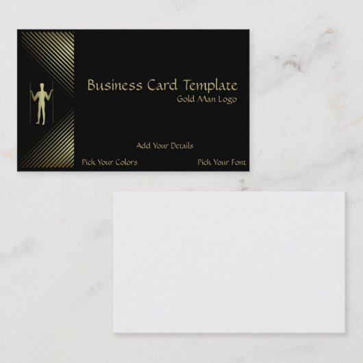 Long Man Logo - Simple Gold Man Visitekaartje (Voorkant / Achterkant)
