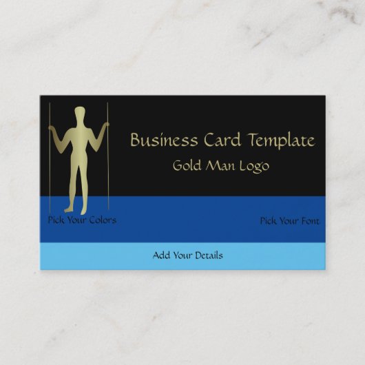 Long Man - Simple Gold Man Logo Visitekaartje (Voorkant)