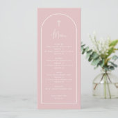 Long Pastel Baby Roze Arch Cross Baptism Menu Kaar Kaart (Staand voorkant)