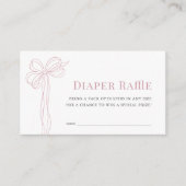 Long Pink Bow Ribbon Girl Diaper Raffle Ticket Informatiekaartje (Voorkant)