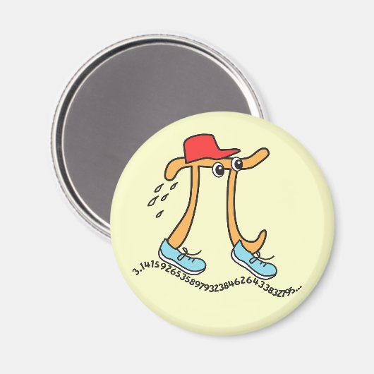 Long Running Pi - Funny Pi Guy Magnet (Voorkant / Achterkant)
