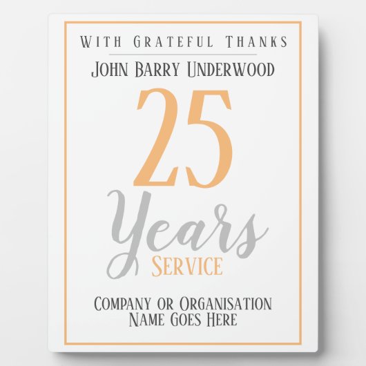 Long Service Award Plaque Fotoplaat (Voorkant)