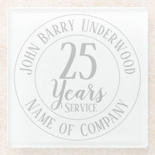 Long Service of Retirement Award Glazen Onderzetter