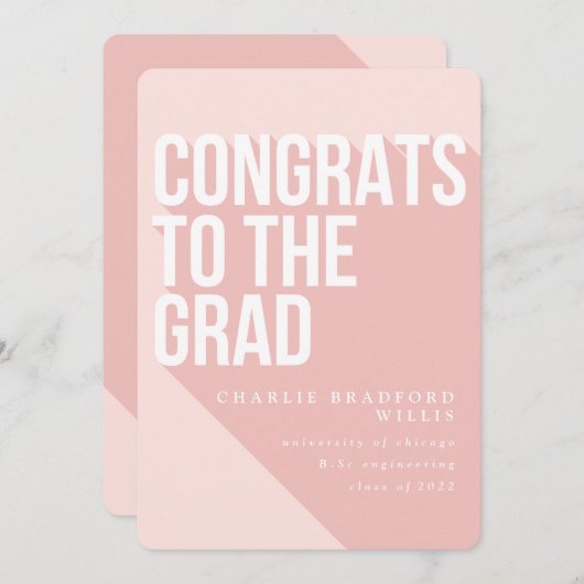 LONG SHADOW FELICITEERT HET AFSTUDEERDER BLUSH KAART (Voorkant / Achterkant)