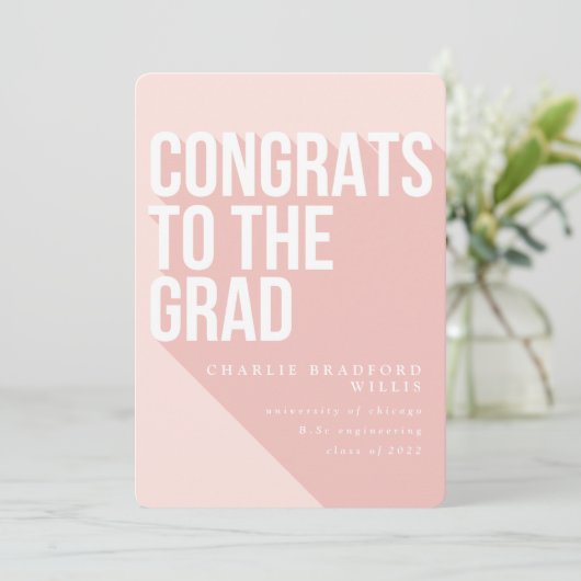 LONG SHADOW FELICITEERT HET AFSTUDEERDER BLUSH KAART (Staand voorkant)