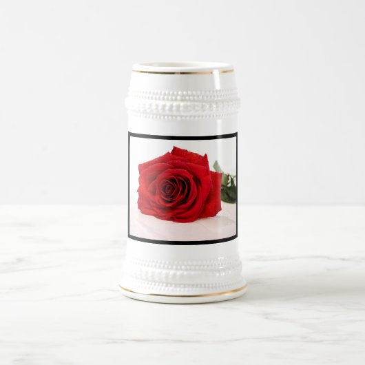 Long Stem Red Rose Beer Stein Bierpul (Center)
