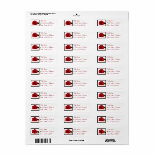 Long Stem Red Rose Mailing Label (Full Sheet)