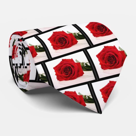 Long Stem Red Rose Mannen Necktie Stropdas (Opgerold)