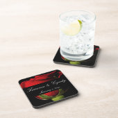 Long Stem Red Rose Personal Wedding Bier Onderzetter (Rechterzijde)